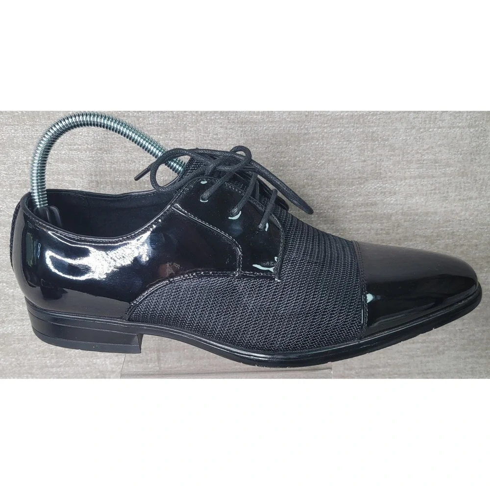 Stacy Adams Mens 21912-001 Black Patent Mesh Cap Toe Derby Dress Shoes 7.5M